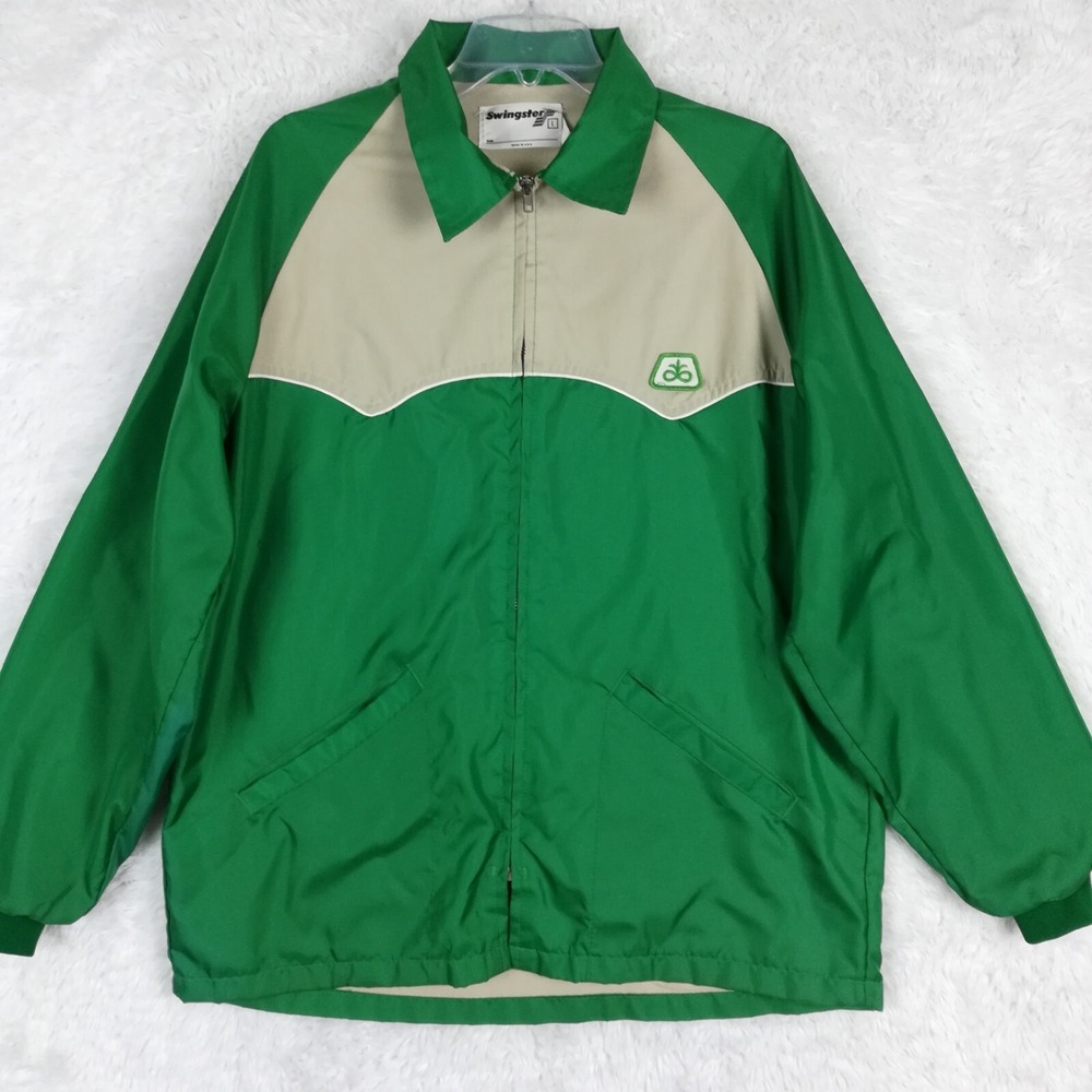 Vintage Pioneer Swingster Mens Jacket Lightweight Green Tan Windbreaker Zip L